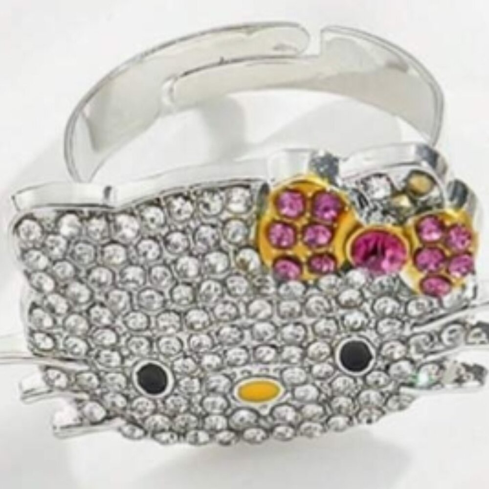 Hello Kitty Bow, Rhinestones Adjustable Ring